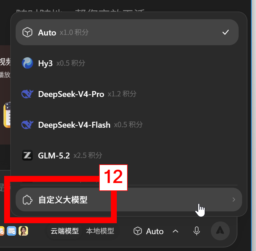圖 7:從模型清單進入自定義大模型。